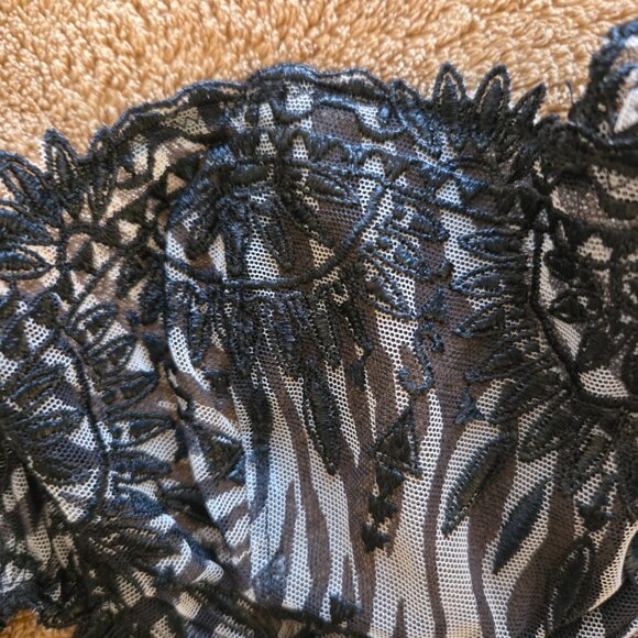 NWOT Chantelle Balconette Demi Bra 34C Lace Zebra Print Black White Sheer 3695 - Picture 4 of 6